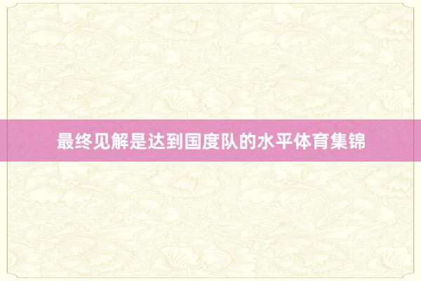 最终见解是达到国度队的水平体育集锦