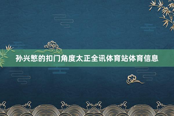孙兴慜的扣门角度太正全讯体育站体育信息