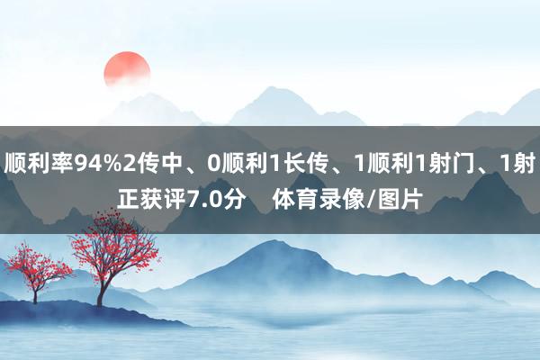 顺利率94%2传中、0顺利1长传、1顺利1射门、1射正获评7.0分    体育录像/图片