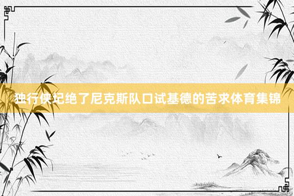 独行侠圮绝了尼克斯队口试基德的苦求体育集锦