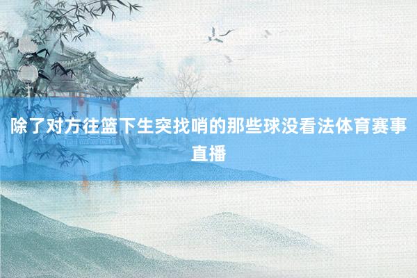 除了对方往篮下生突找哨的那些球没看法体育赛事直播