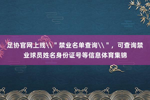 足协官网上线\＂禁业名单查询\＂，可查询禁业球员姓名身份证号等信息体育集锦