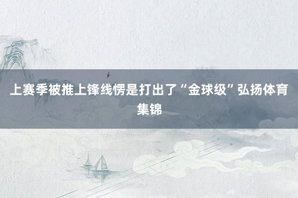 上赛季被推上锋线愣是打出了“金球级”弘扬体育集锦