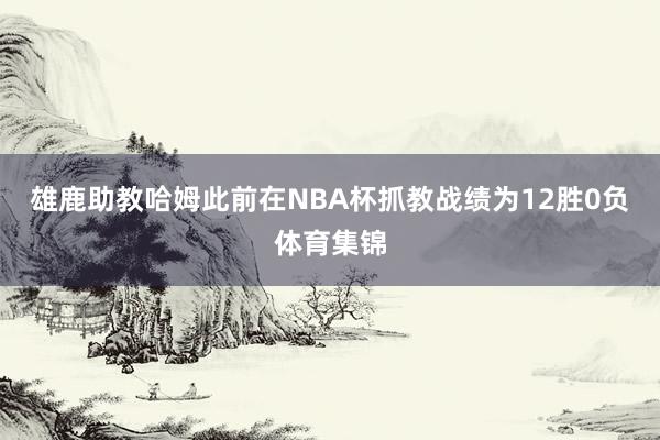 雄鹿助教哈姆此前在NBA杯抓教战绩为12胜0负体育集锦