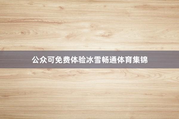 公众可免费体验冰雪畅通体育集锦