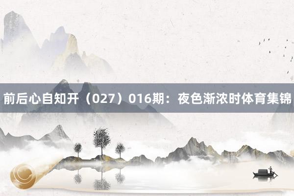 前后心自知开（027）　　016期：夜色渐浓时体育集锦