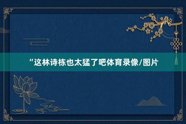“这林诗栋也太猛了吧体育录像/图片