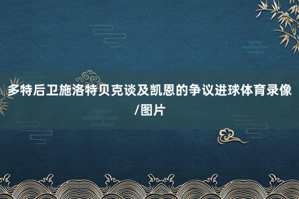 多特后卫施洛特贝克谈及凯恩的争议进球体育录像/图片